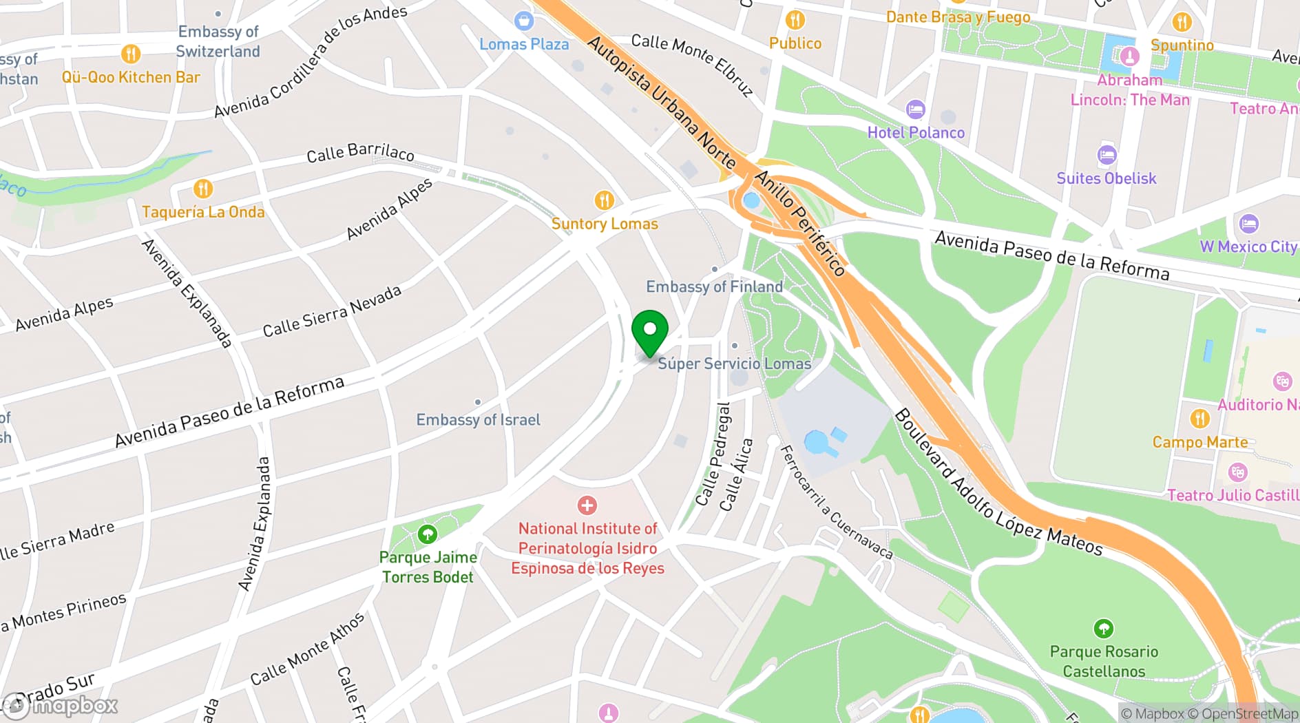 Map showing Spaces Prado Sur