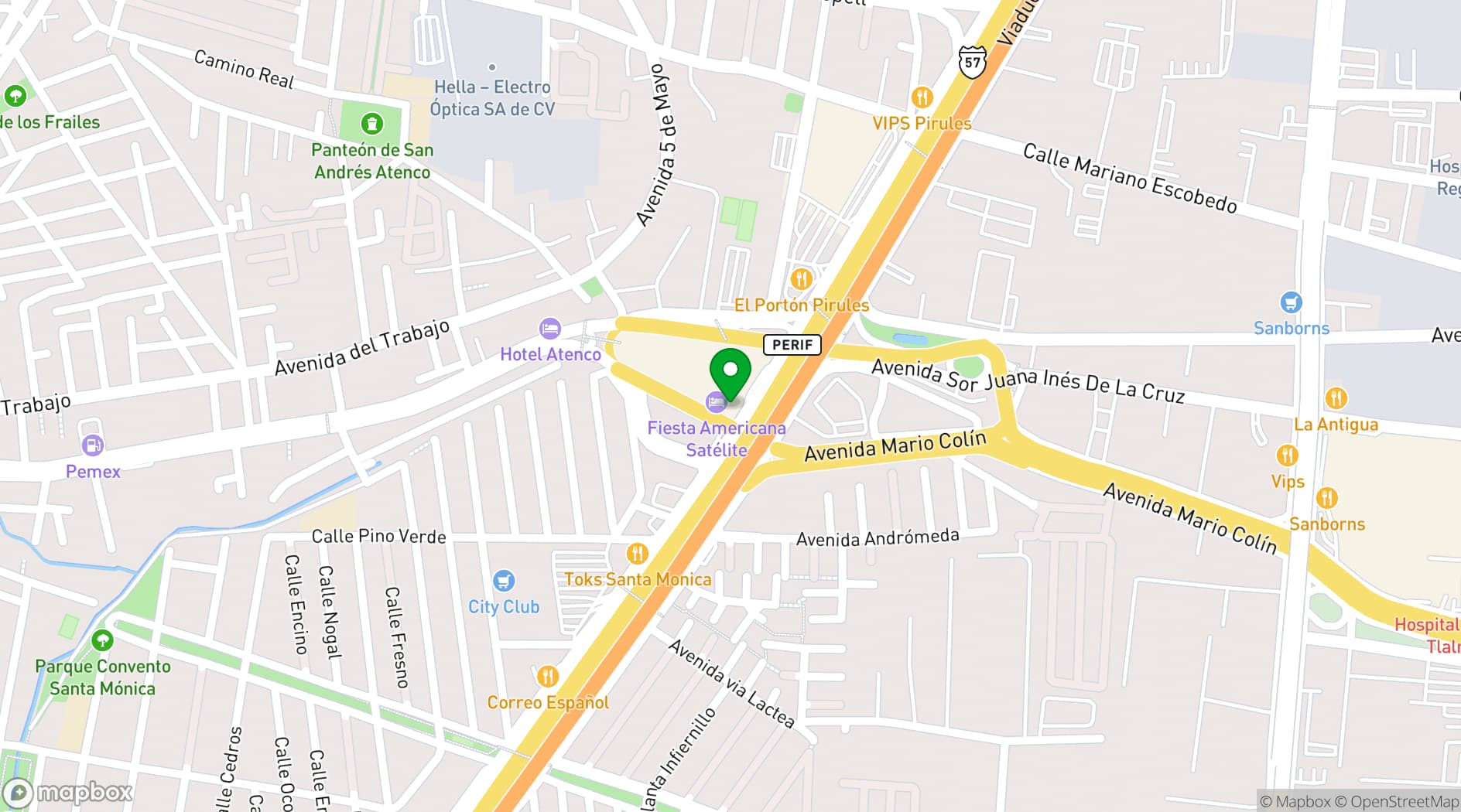 Map showing Fiesta Americana México Satélite