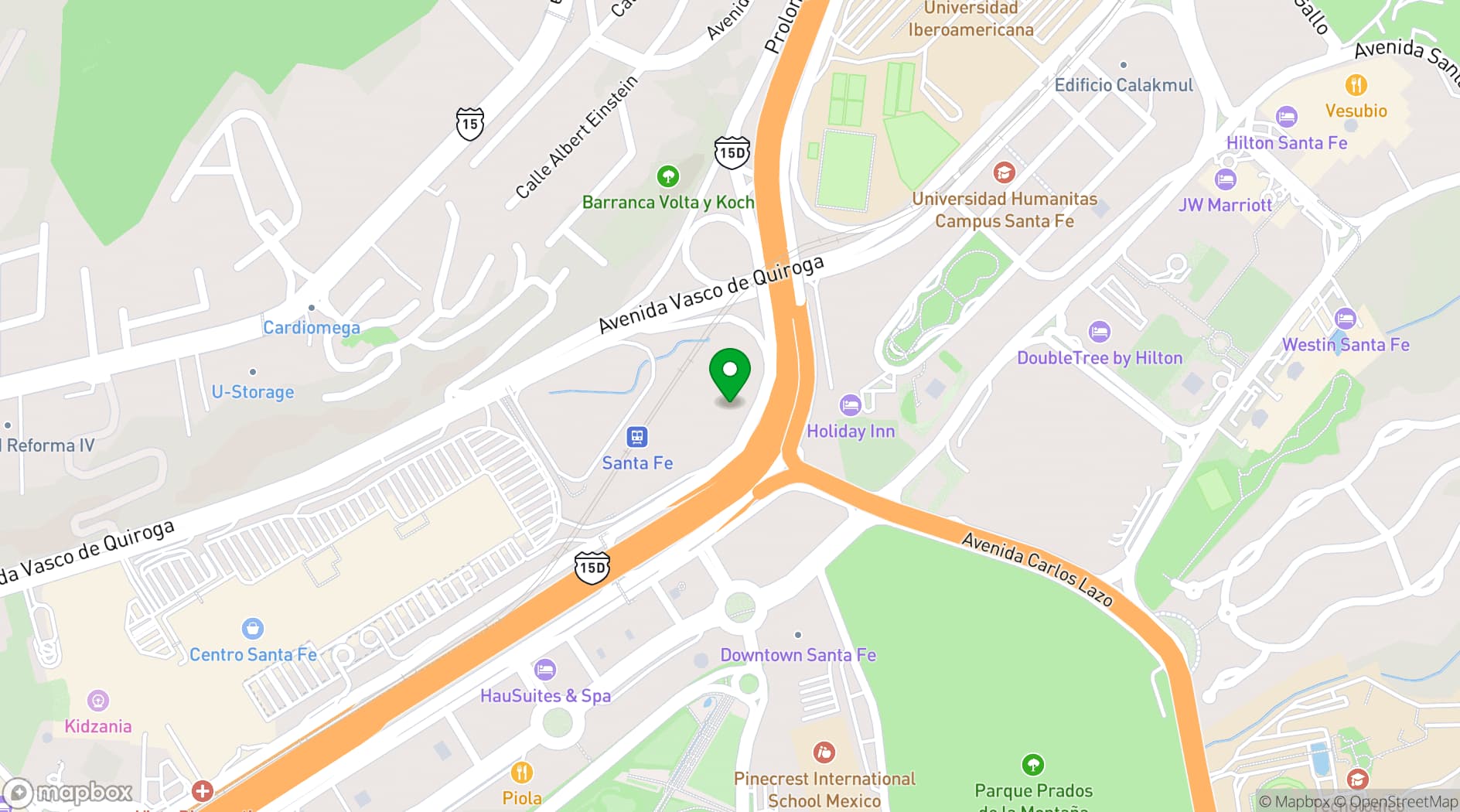 Map showing Prolongación Paseo De La Reforma 1015