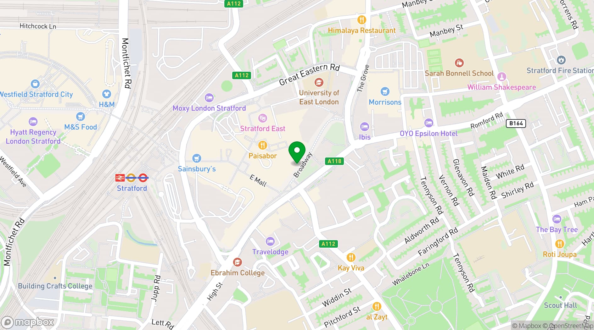 Map showing Stratford - London