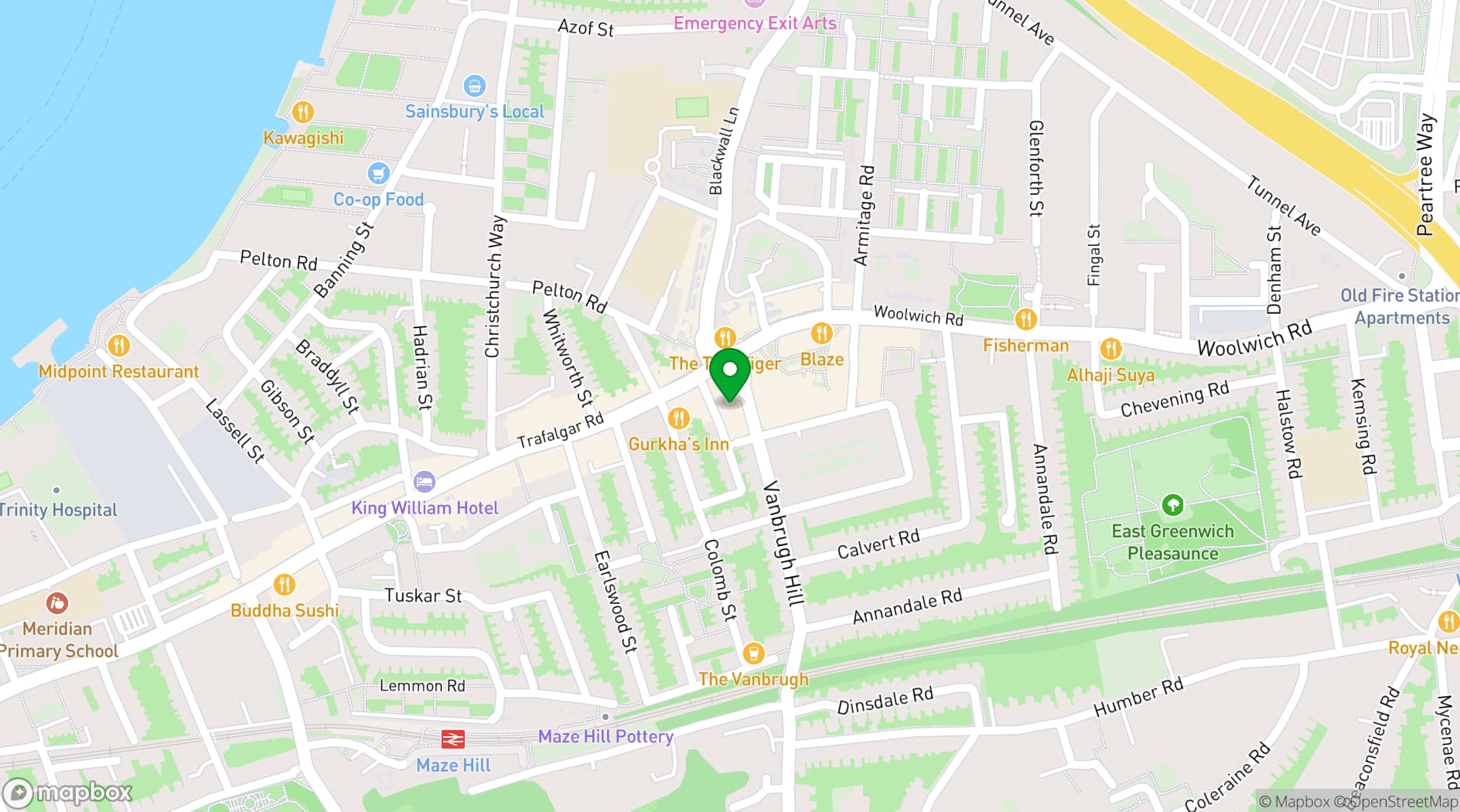 Map showing Vanbrugh Studio