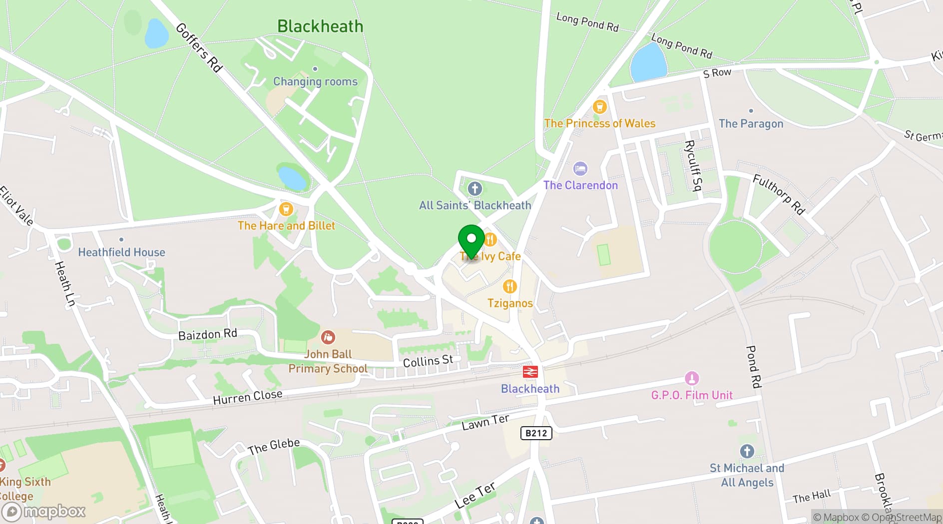 Map showing Workers League Blackheath
