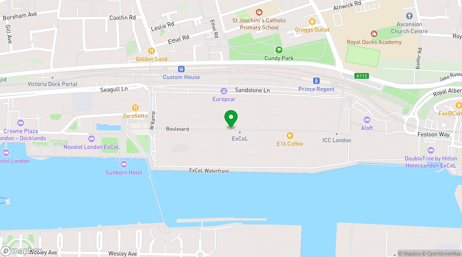 Map showing ExCeL London
