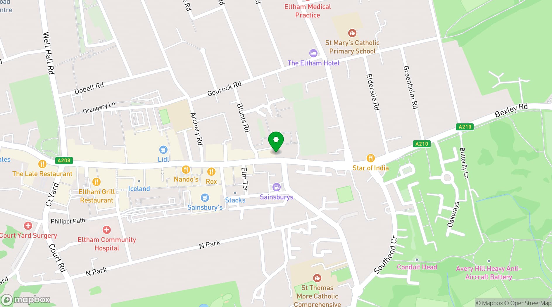 Map showing Christchurch Community Centre