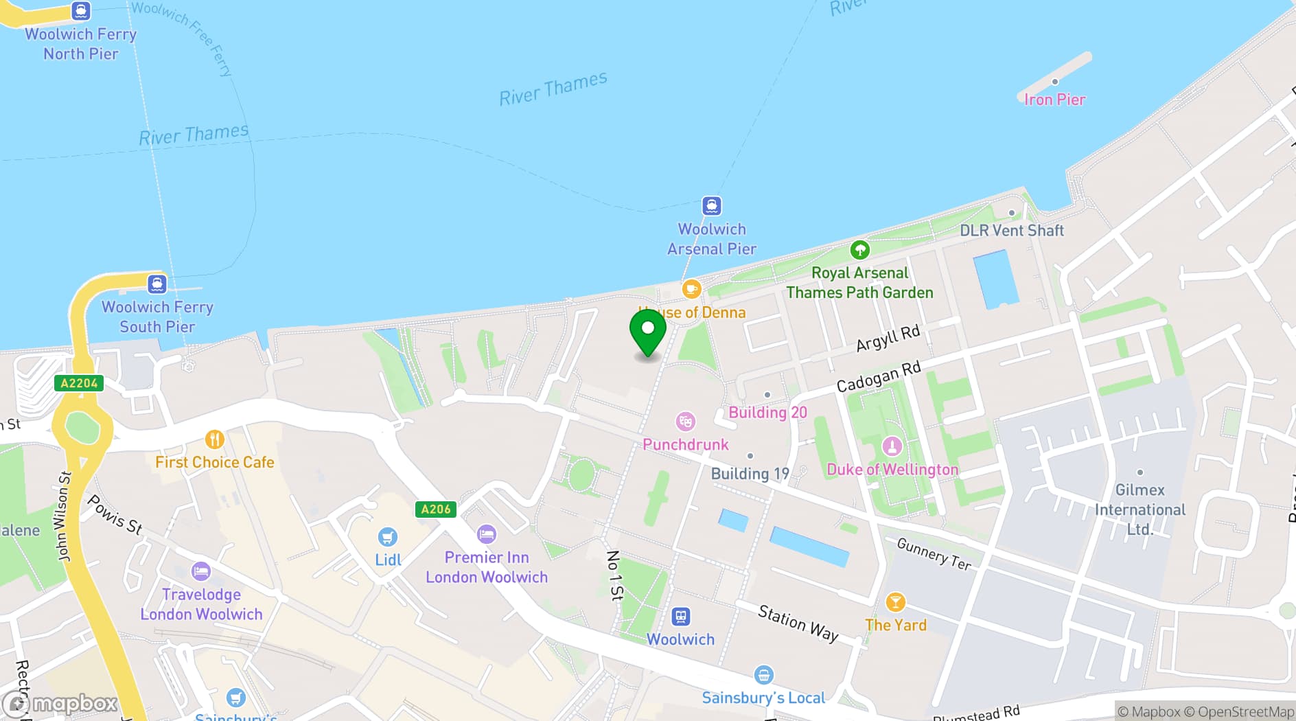 Map showing Woolwich Works