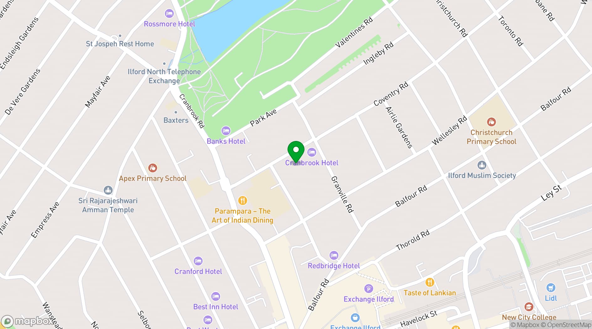 Map showing Ilford Central Seventh-day Adventist church