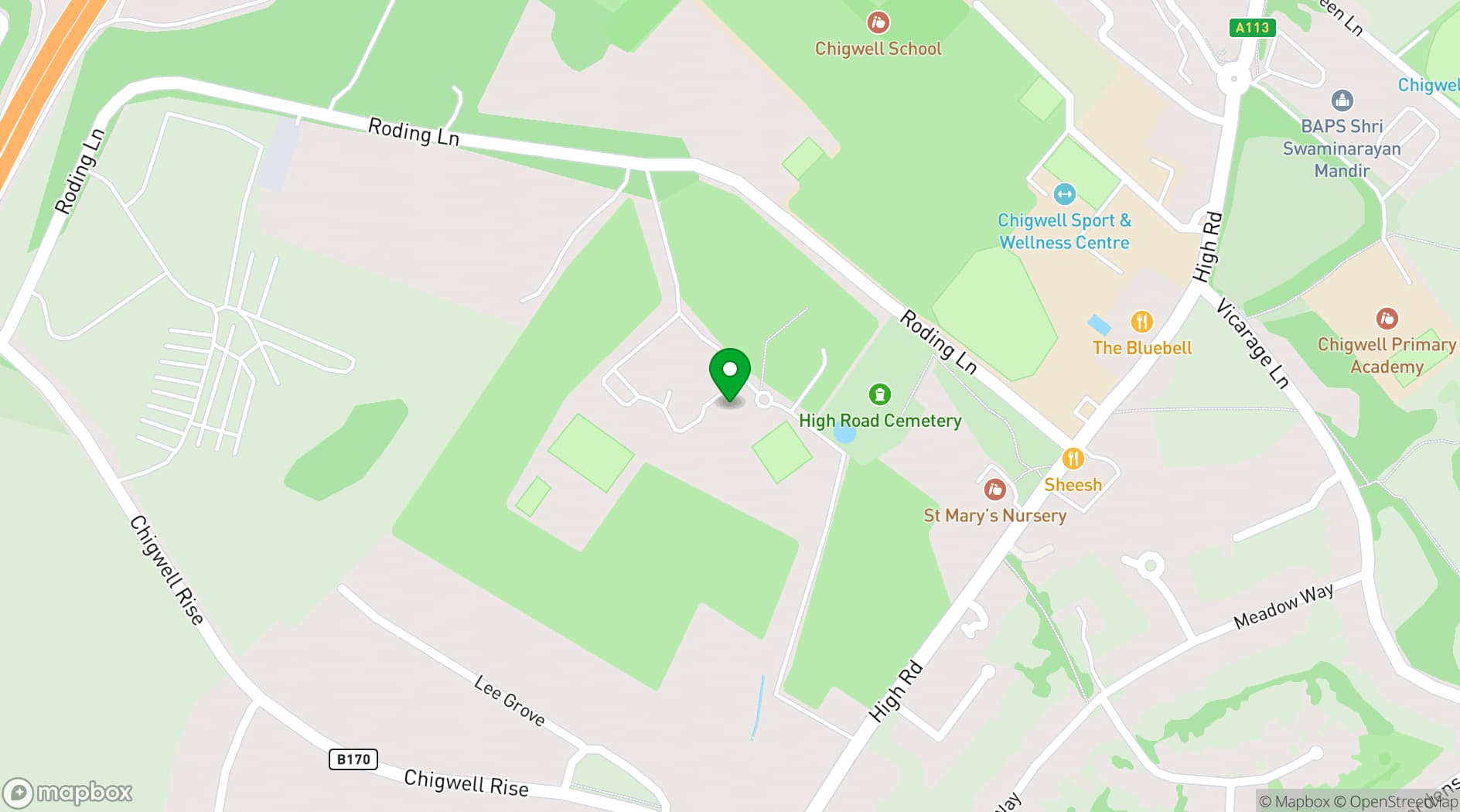 Map showing The Chigwell Marquees