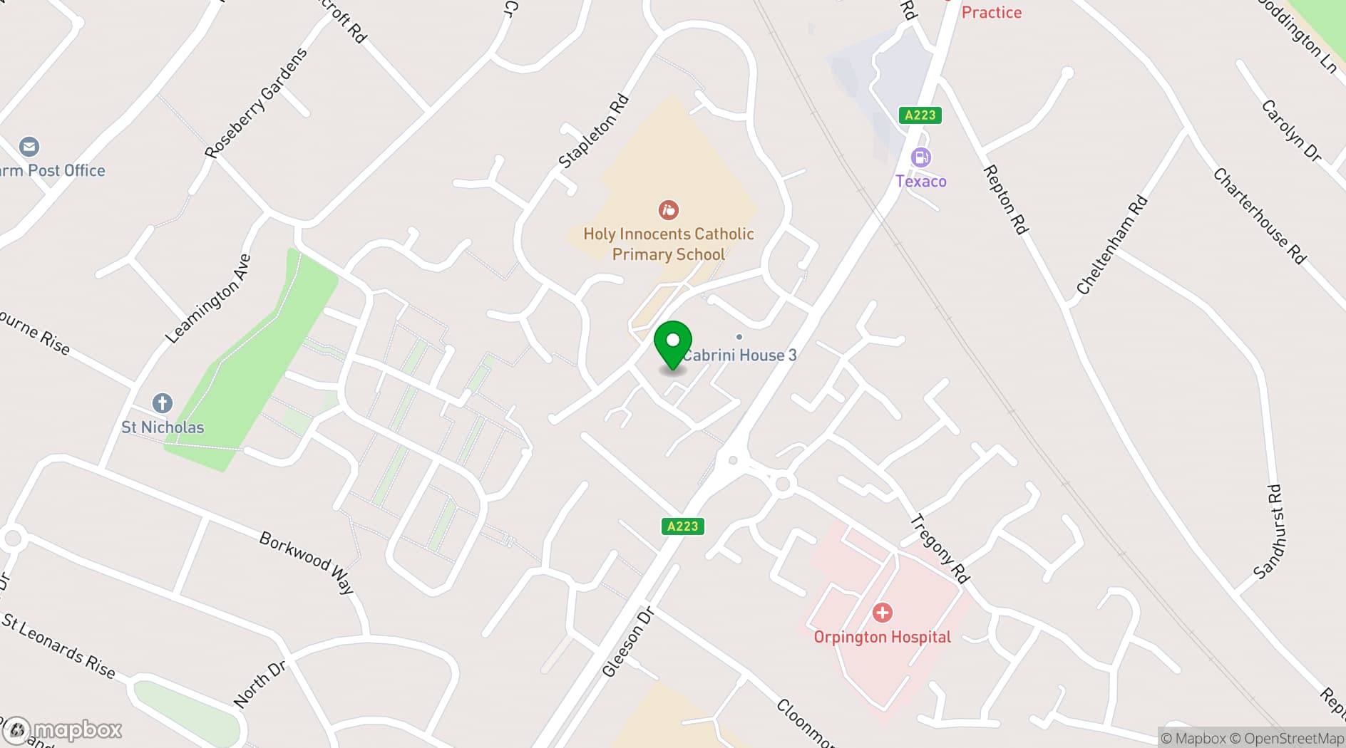 Map showing Holy Innocents Church Hall