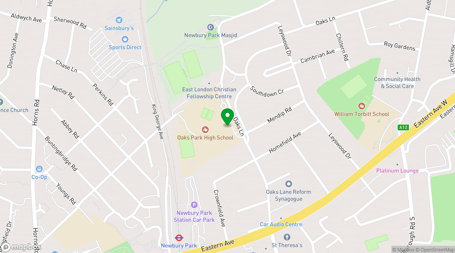 Map showing Oaks Park High School