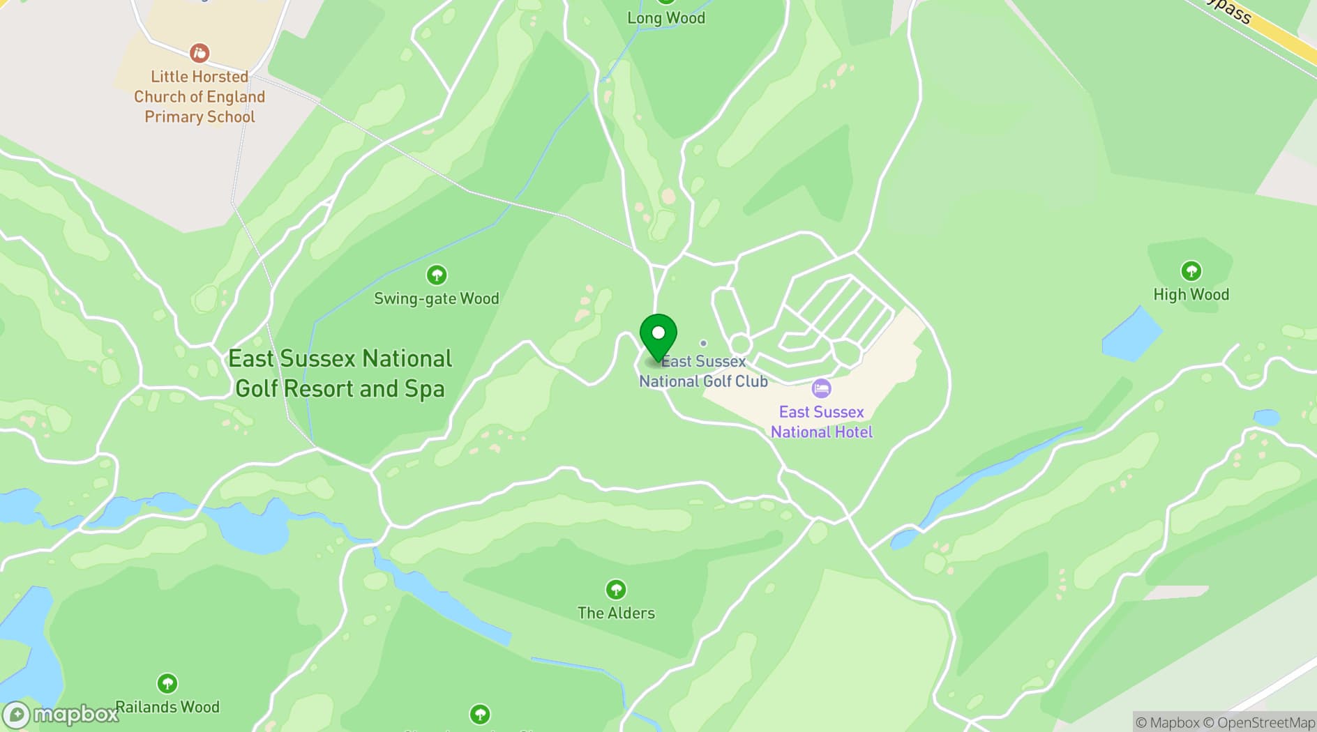 Map showing East Sussex National Hotel