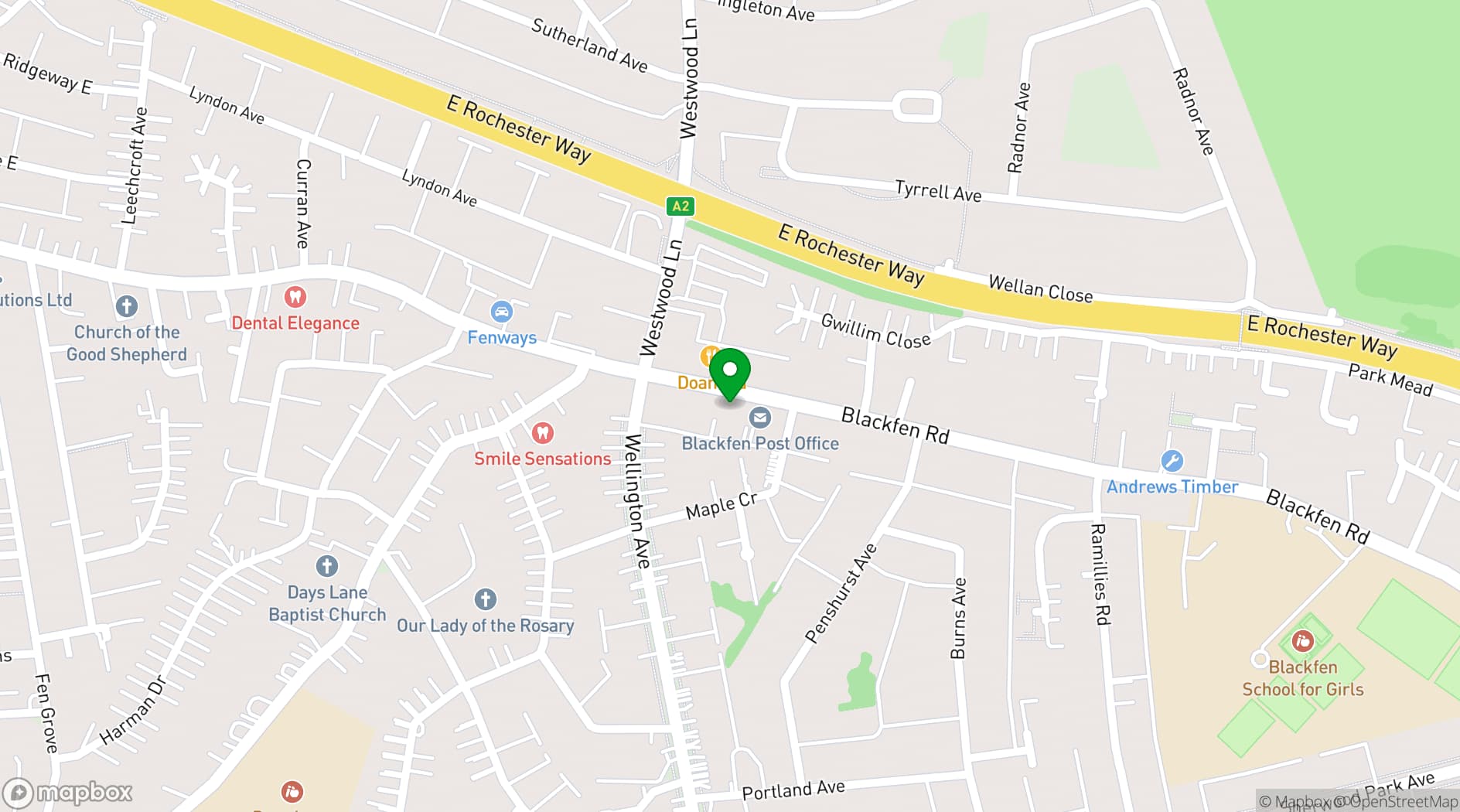 Map showing Blackfen Community Library