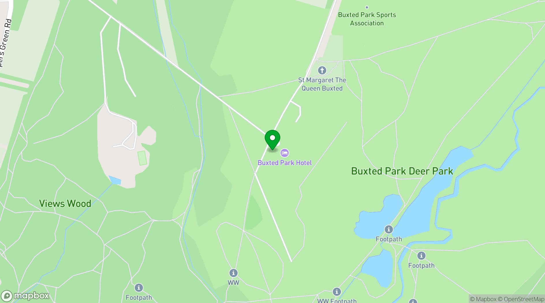 Map showing Buxted Park Hotel