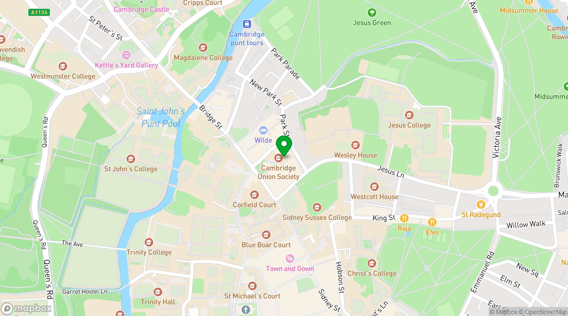 Map showing The Cambridge Union
