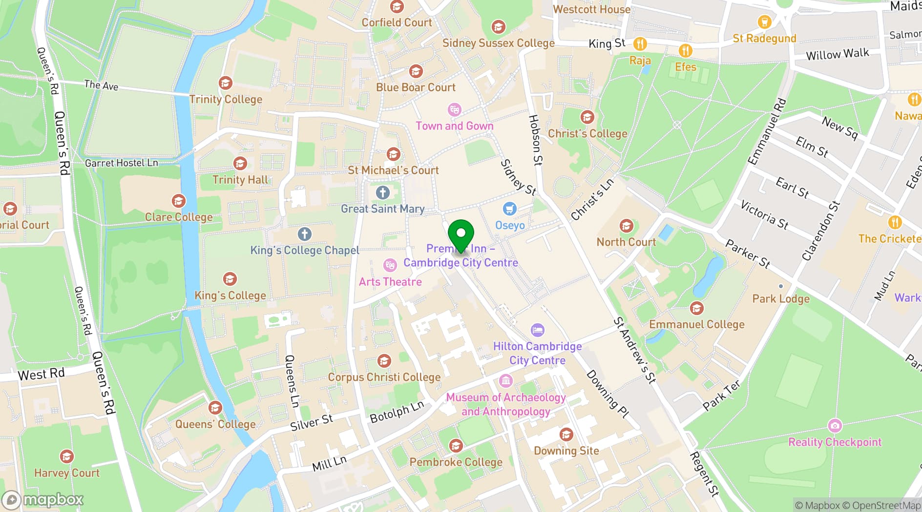 Map showing Guildhalls