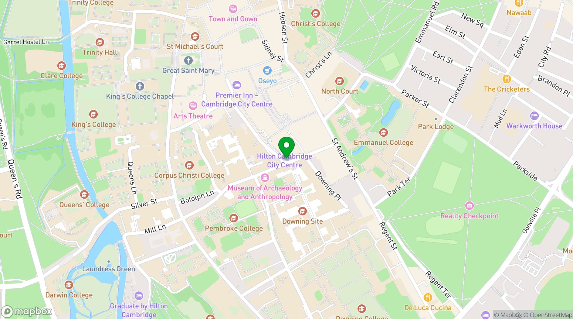 Map showing Hilton Cambridge City Centre