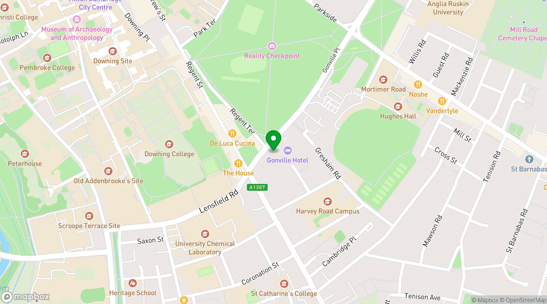 Map showing Gonville Hotel