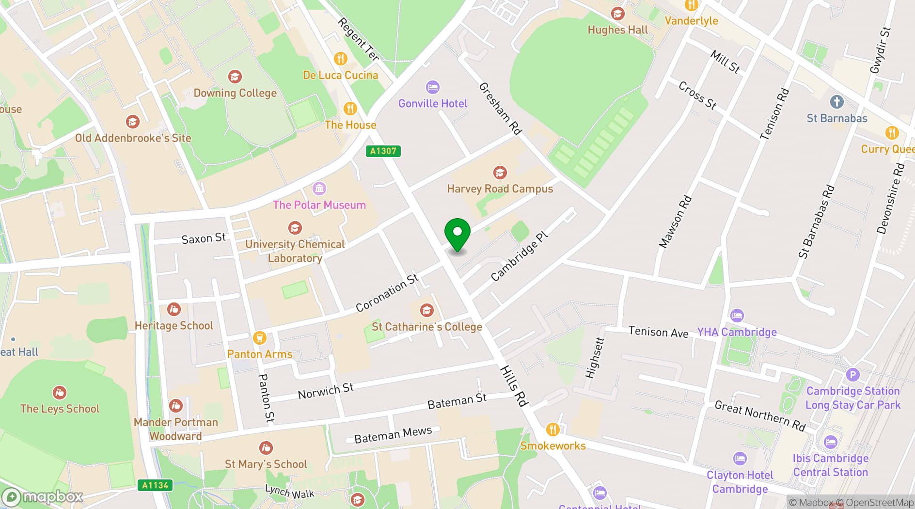 Map showing St Paul's, Cambridge