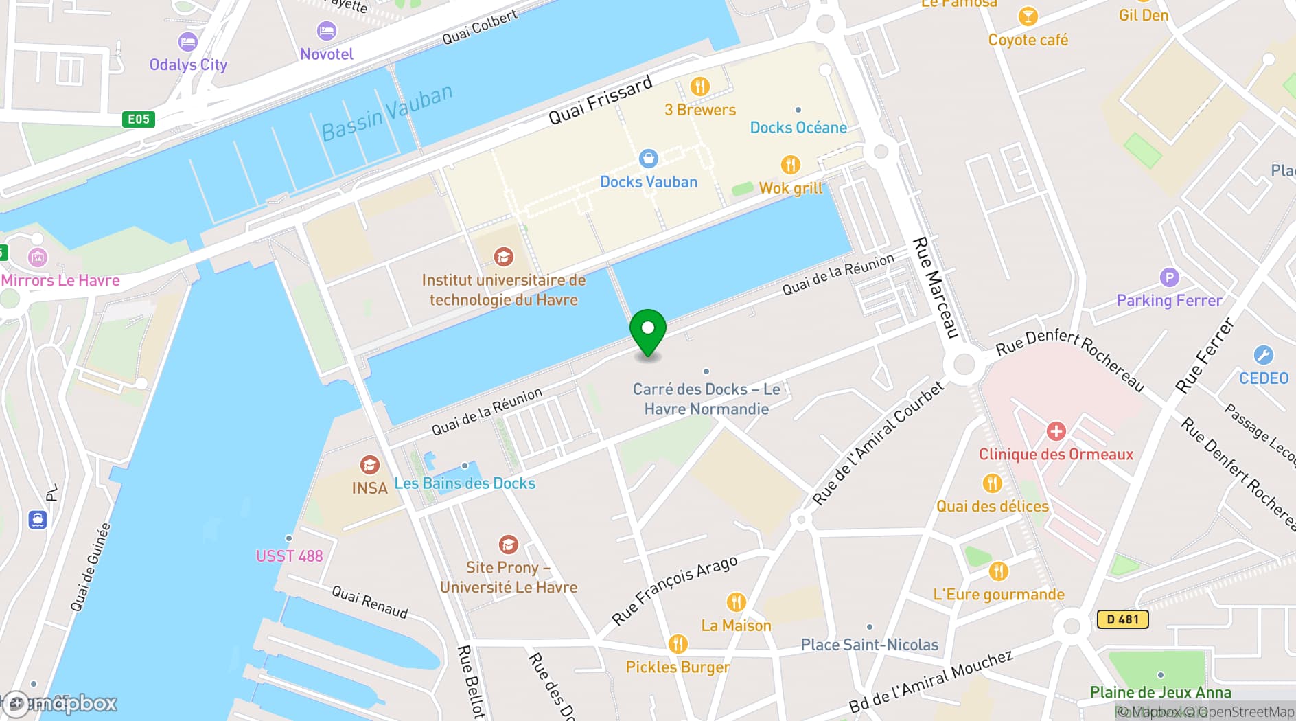 Map showing Carré des Docks - Le Havre Normandie
