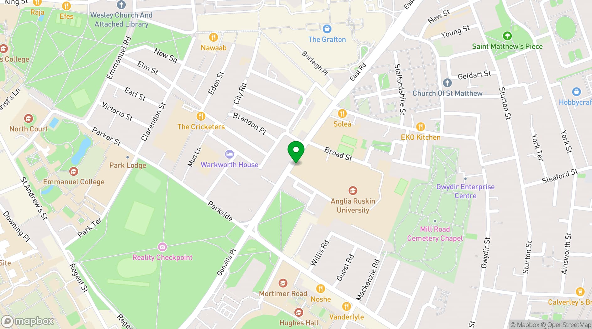Map showing ARU Venue Hire - Cambridge