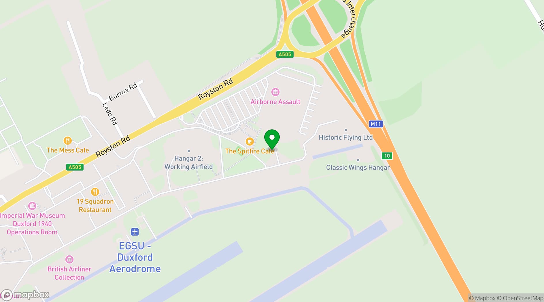 Map showing IWM Duxford