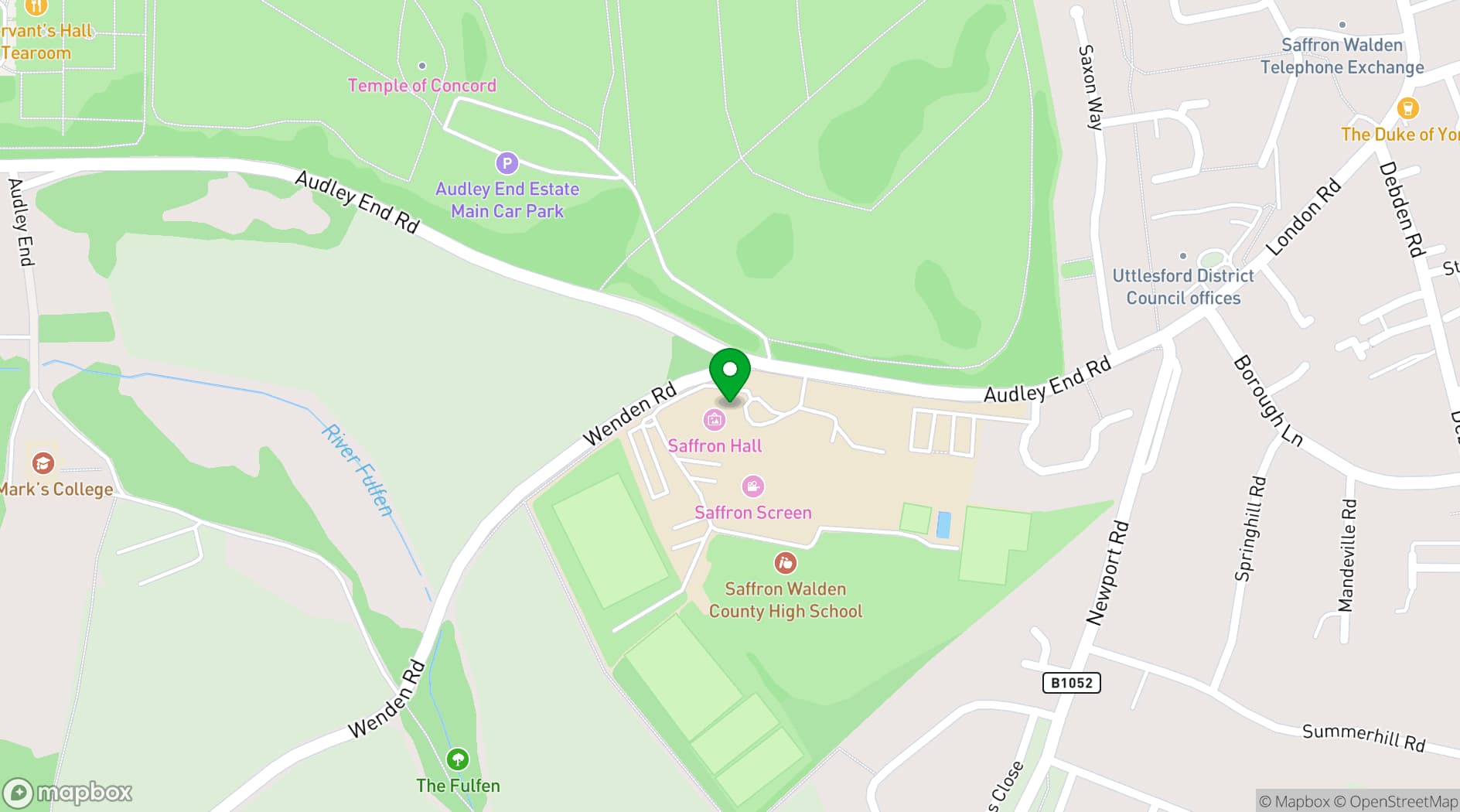 Map showing Saffron Hall