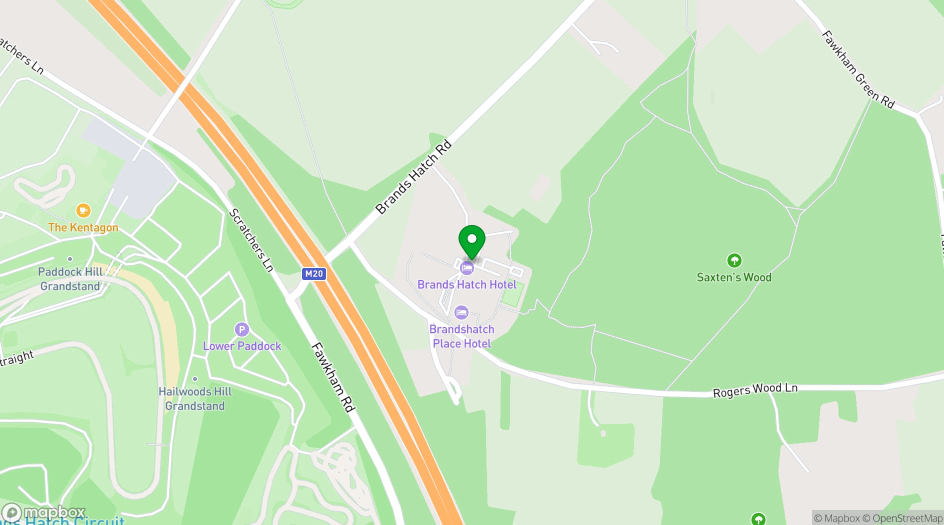 Map showing Brandshatch Place Hotel & Spa