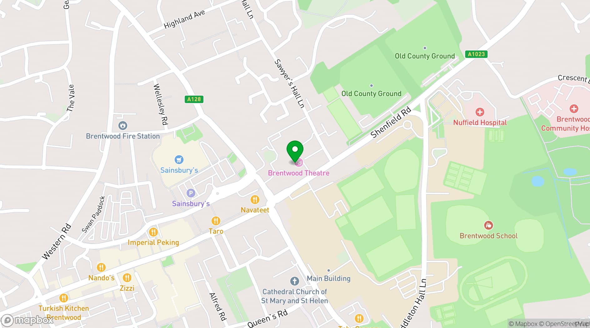 Map showing Brentwood Theatre