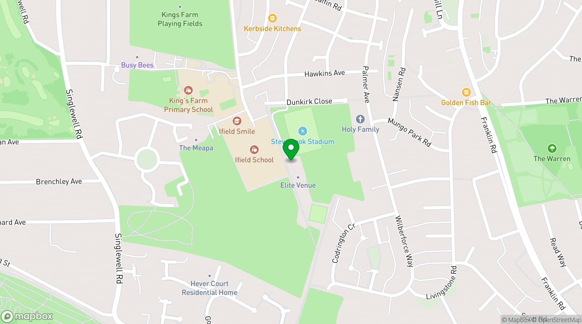 Map showing Elite Venue