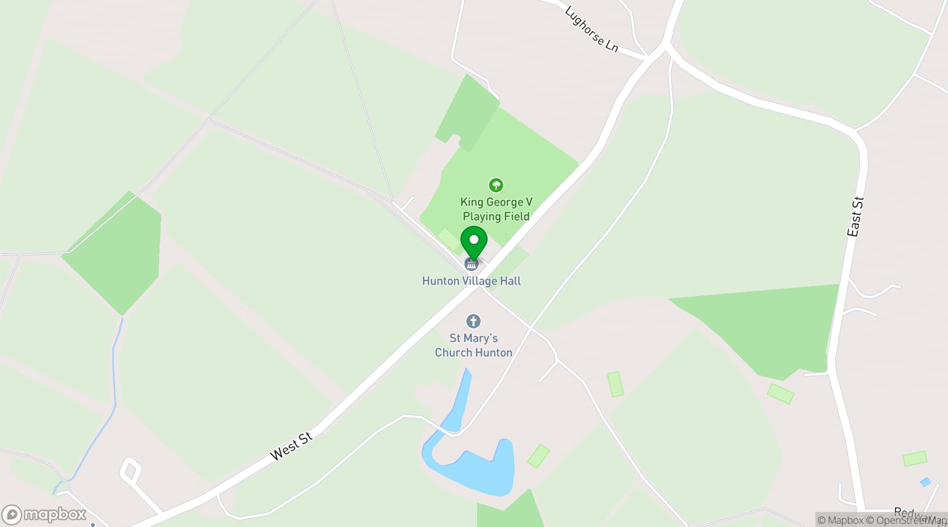Map showing Hunton Village Hall