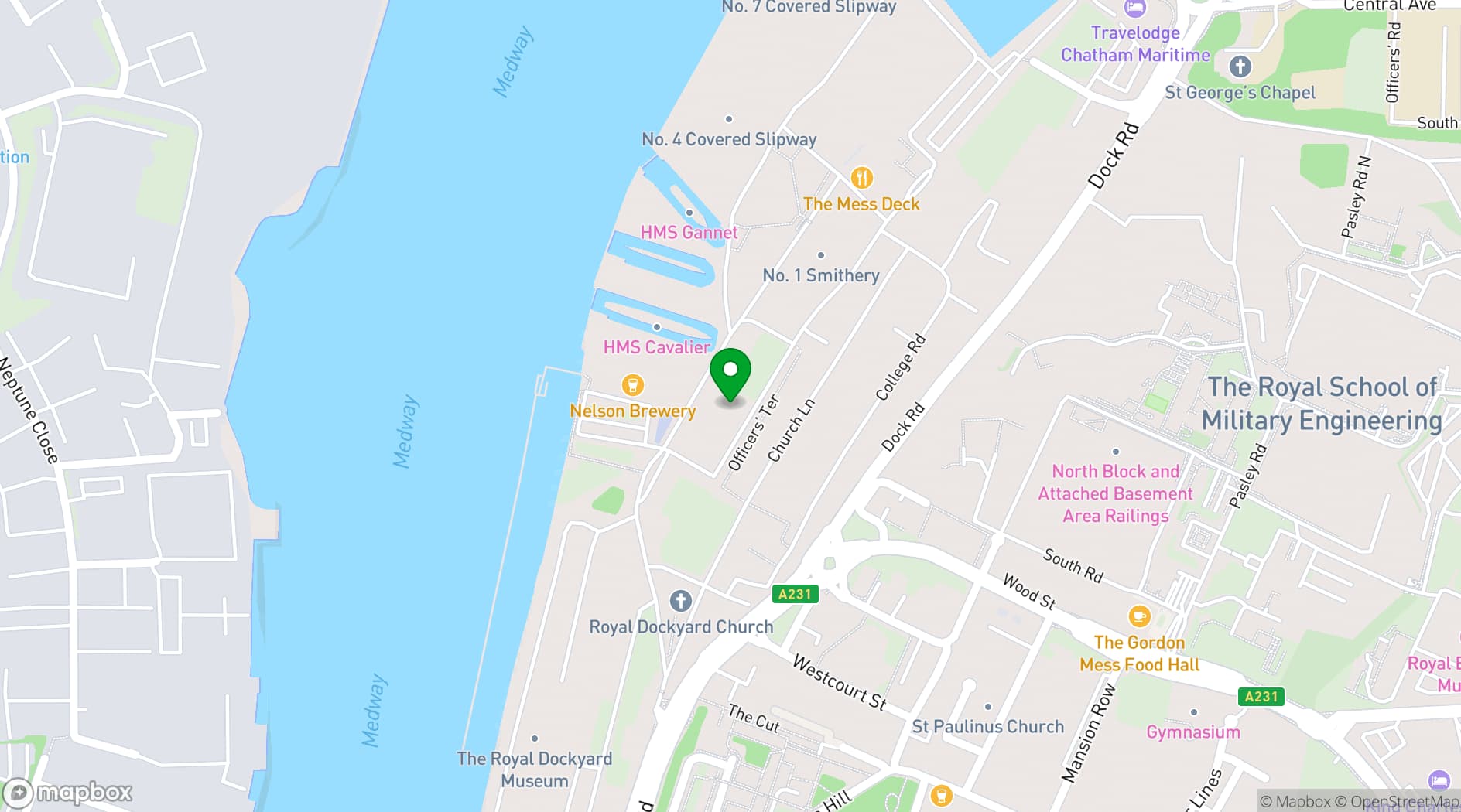 Map showing Chatham Dockyard