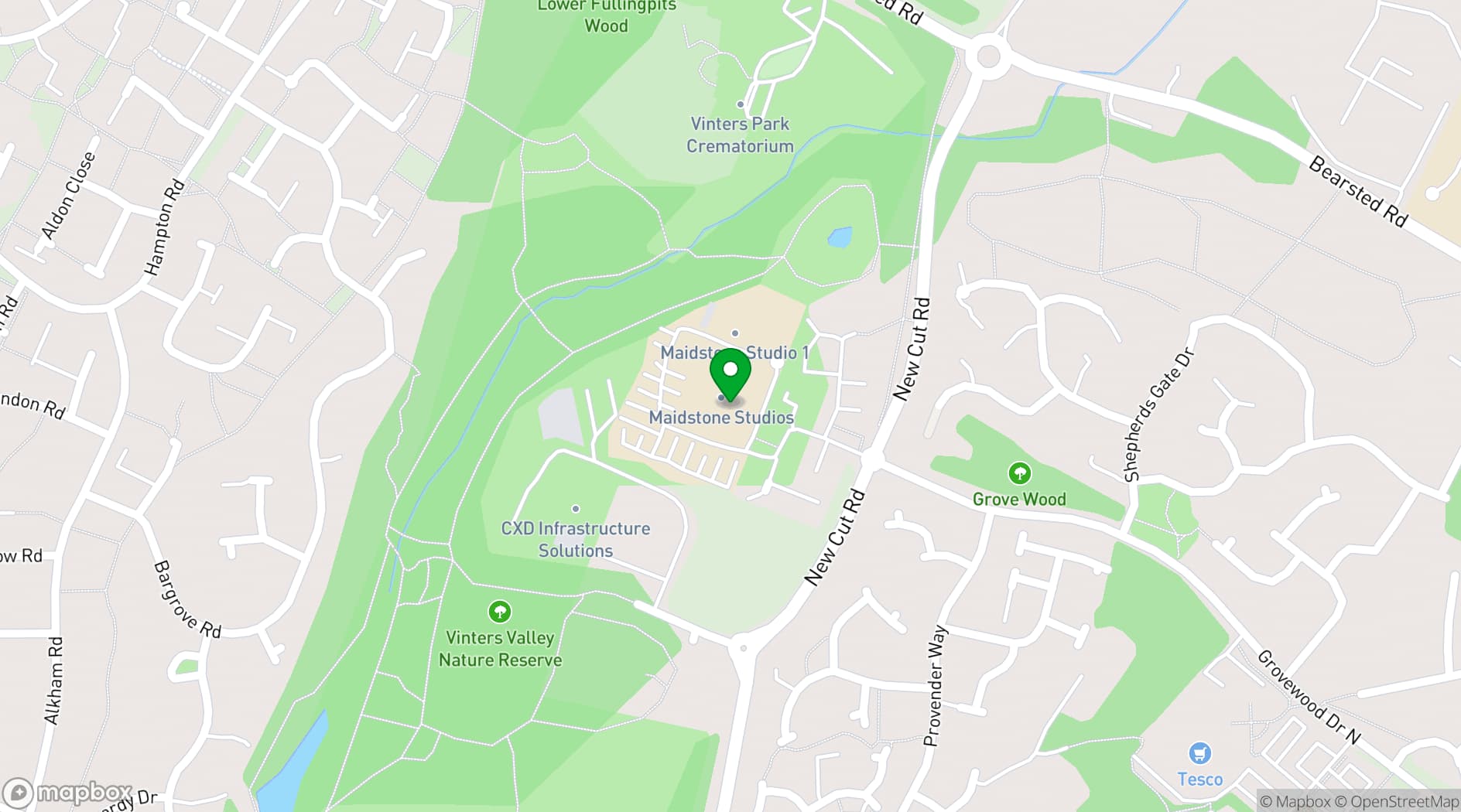 Map showing Maidstone Studios
