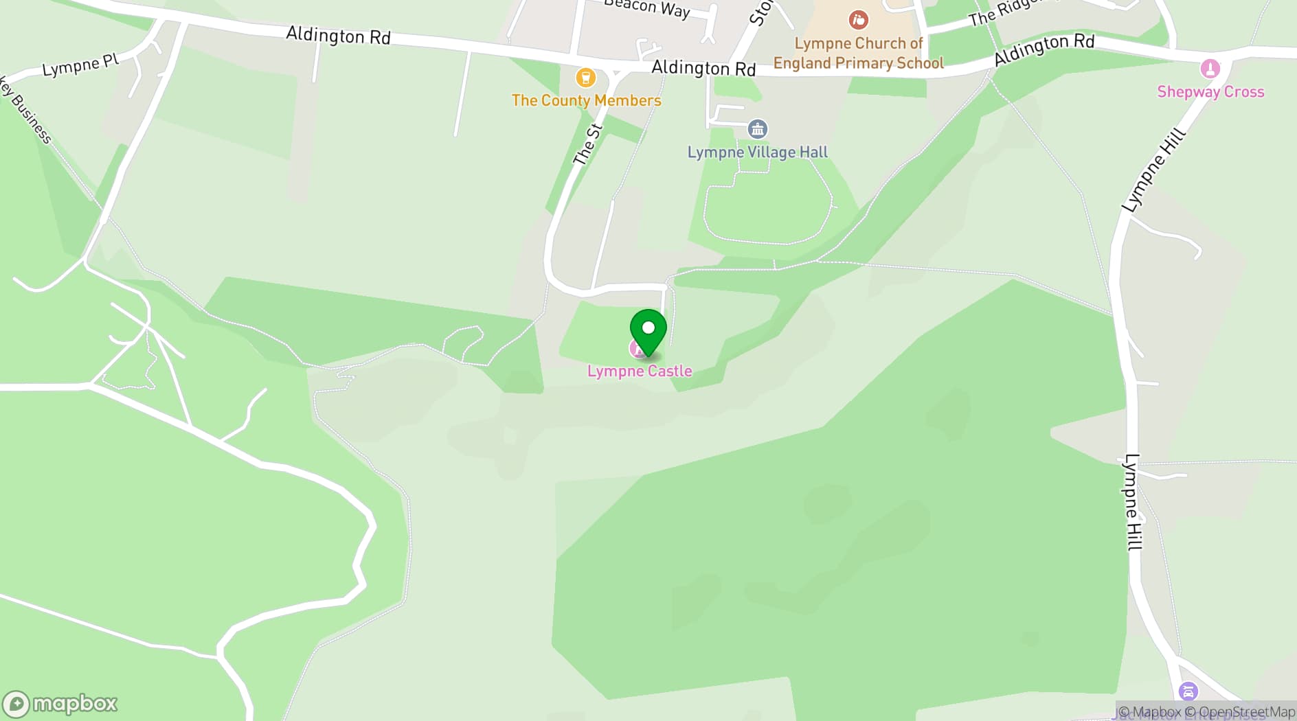 Map showing Lympne Castle