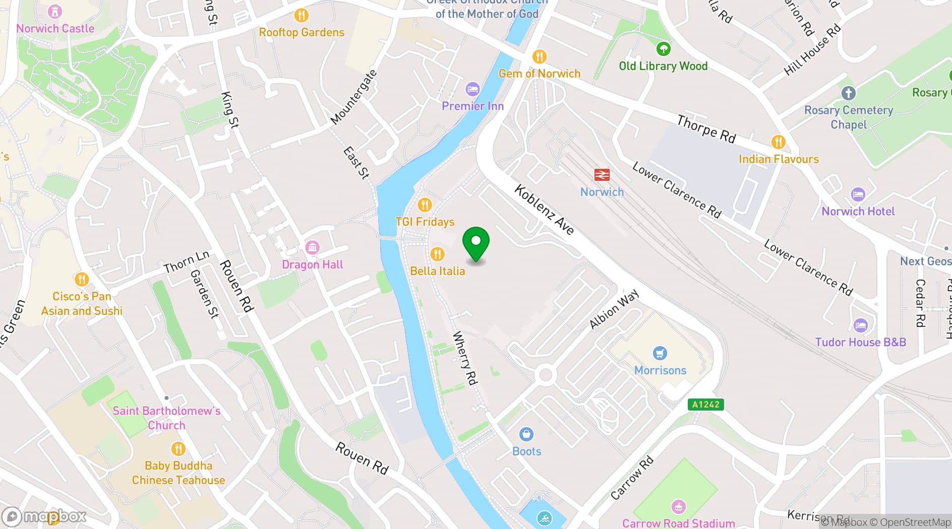 Map showing ODEON LUXE Norwich