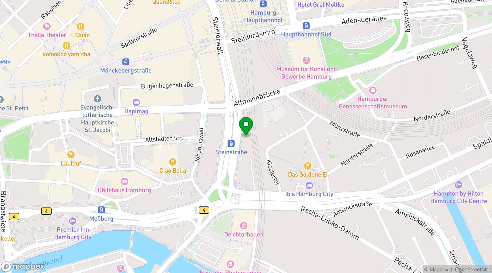 Map showing Markthalle Hamburg