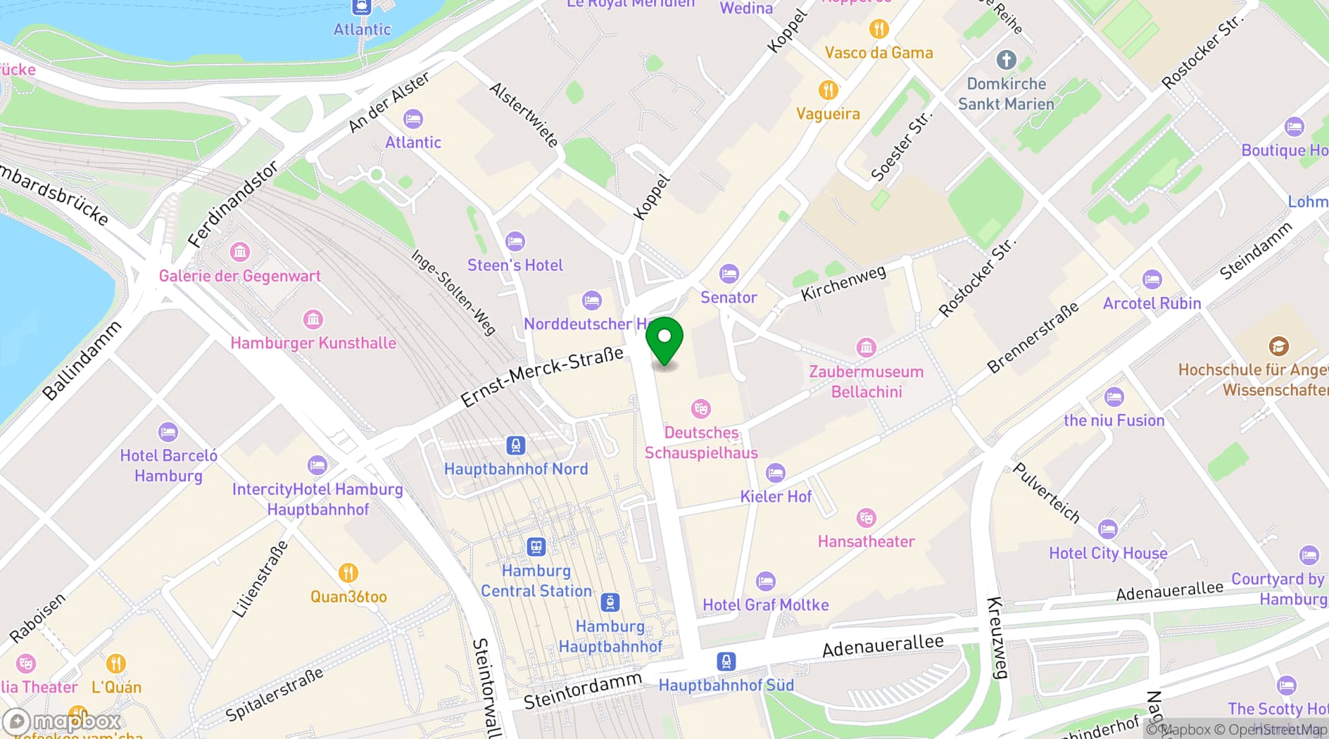 Map showing Reichshof Hotel Hamburg