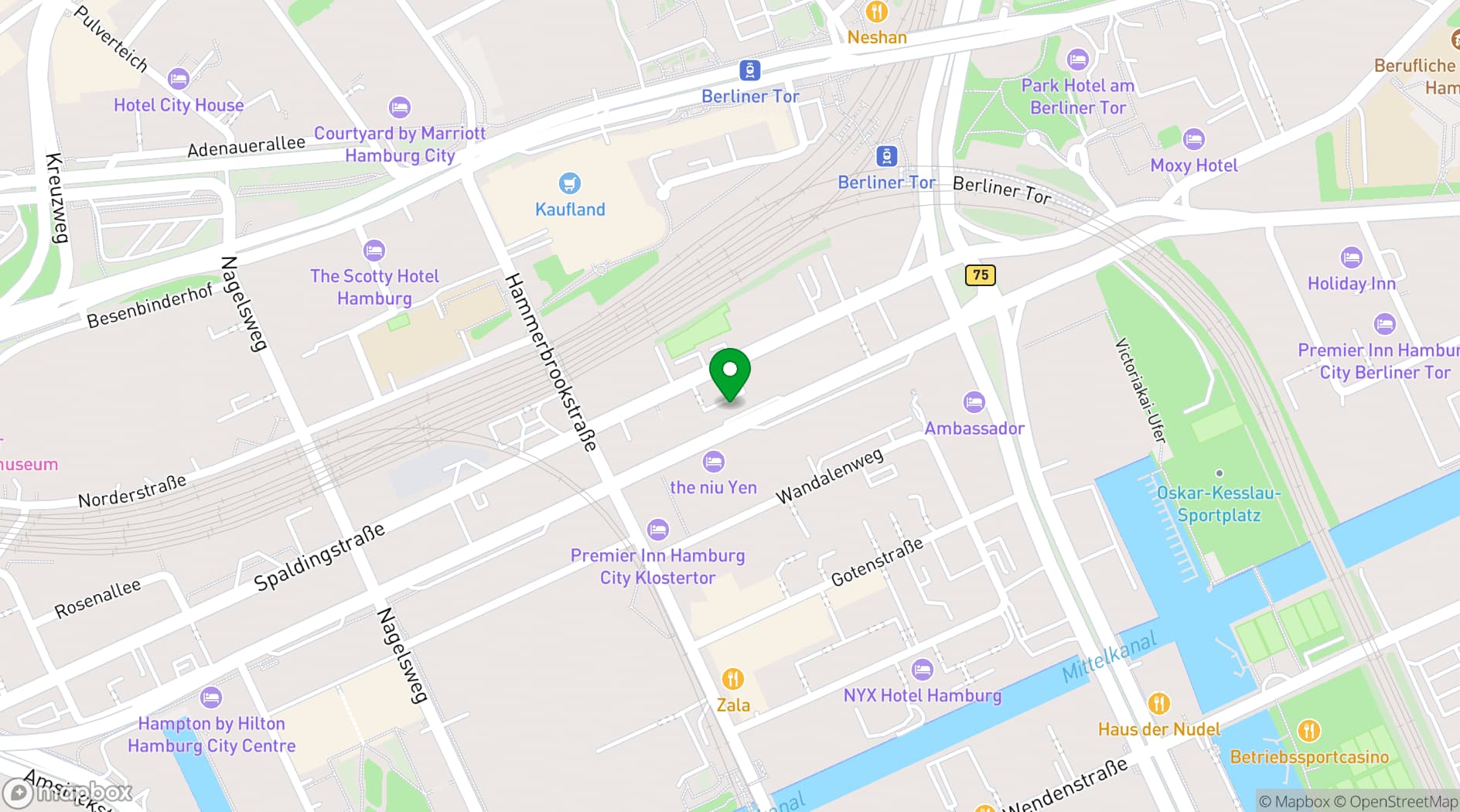 Map showing a&o Hamburg City