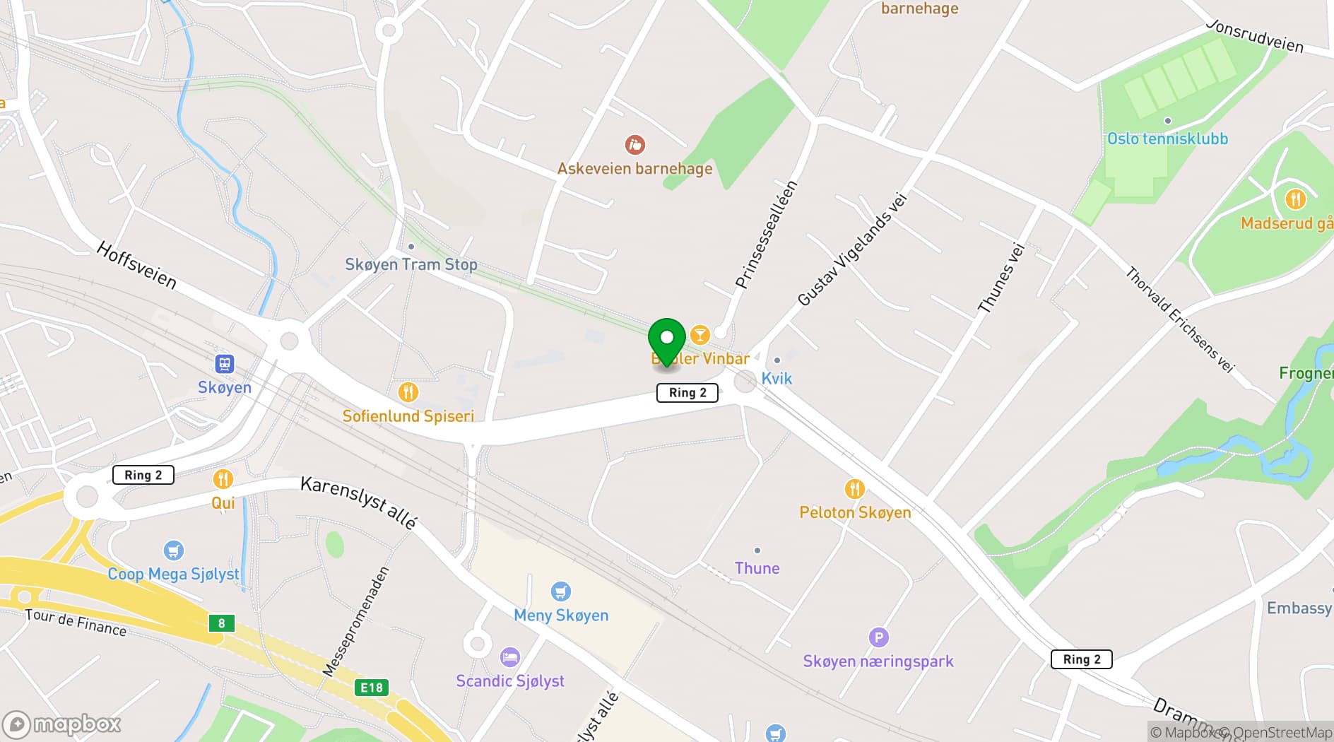 Map showing Skøyen Atrium