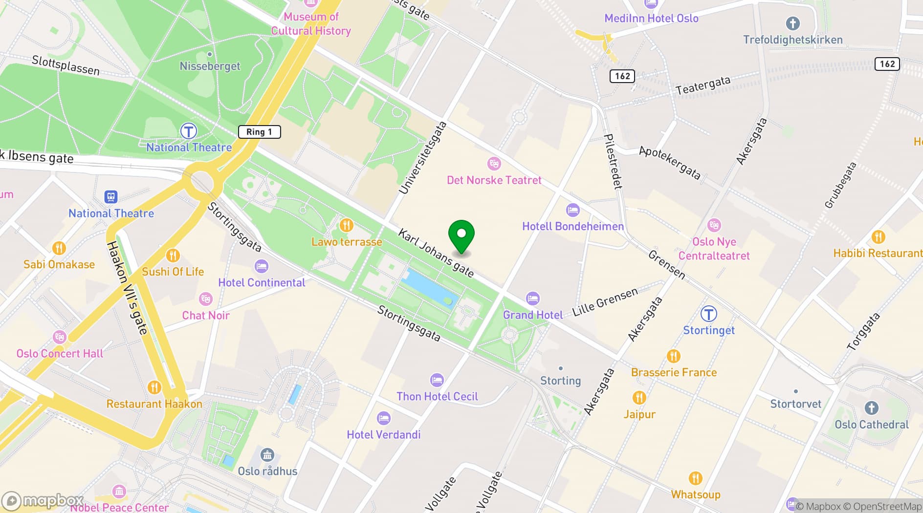 Map showing Handelens Hus