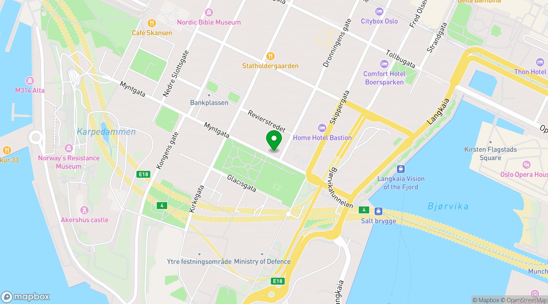 Map showing Christiania Qvartalet Møtesenter