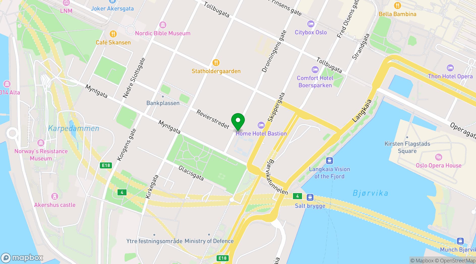 Map showing Oslo Events Hub
