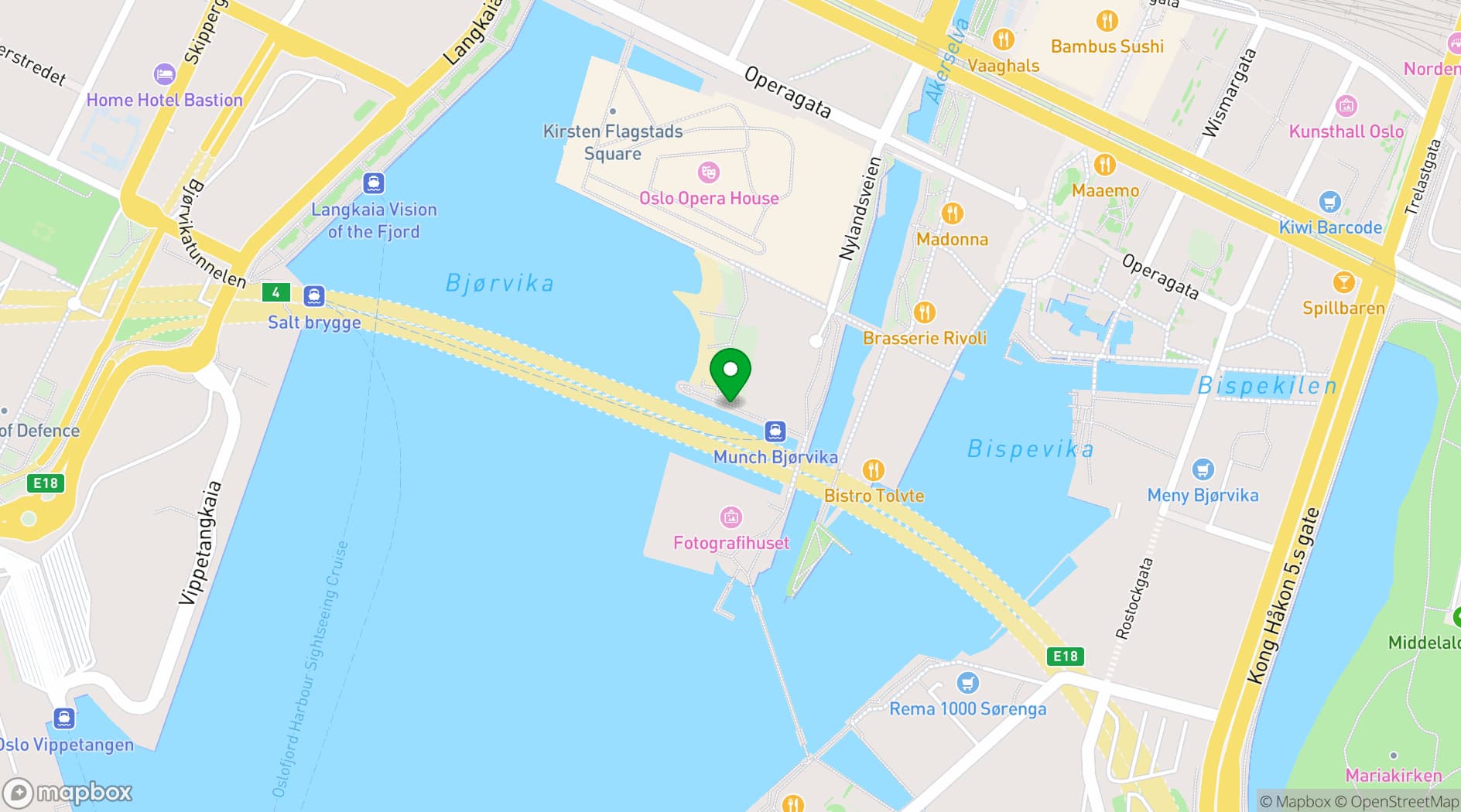 Map showing MS Bjørvika