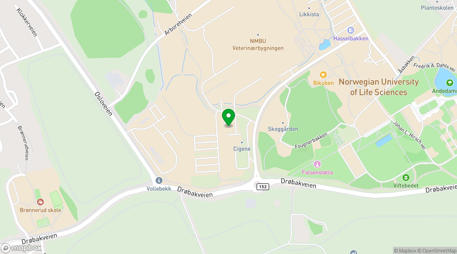 Map showing NMBU School Of Veterinary Science, Animal Hospital - Equine