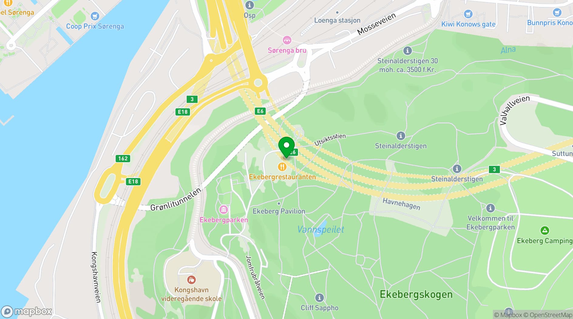 Map showing Ekebergrestauranten