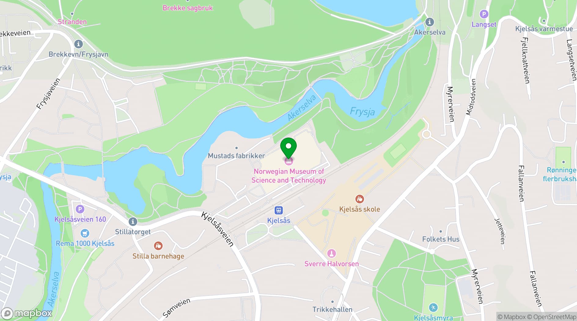 Map showing Norsk Teknisk Museum