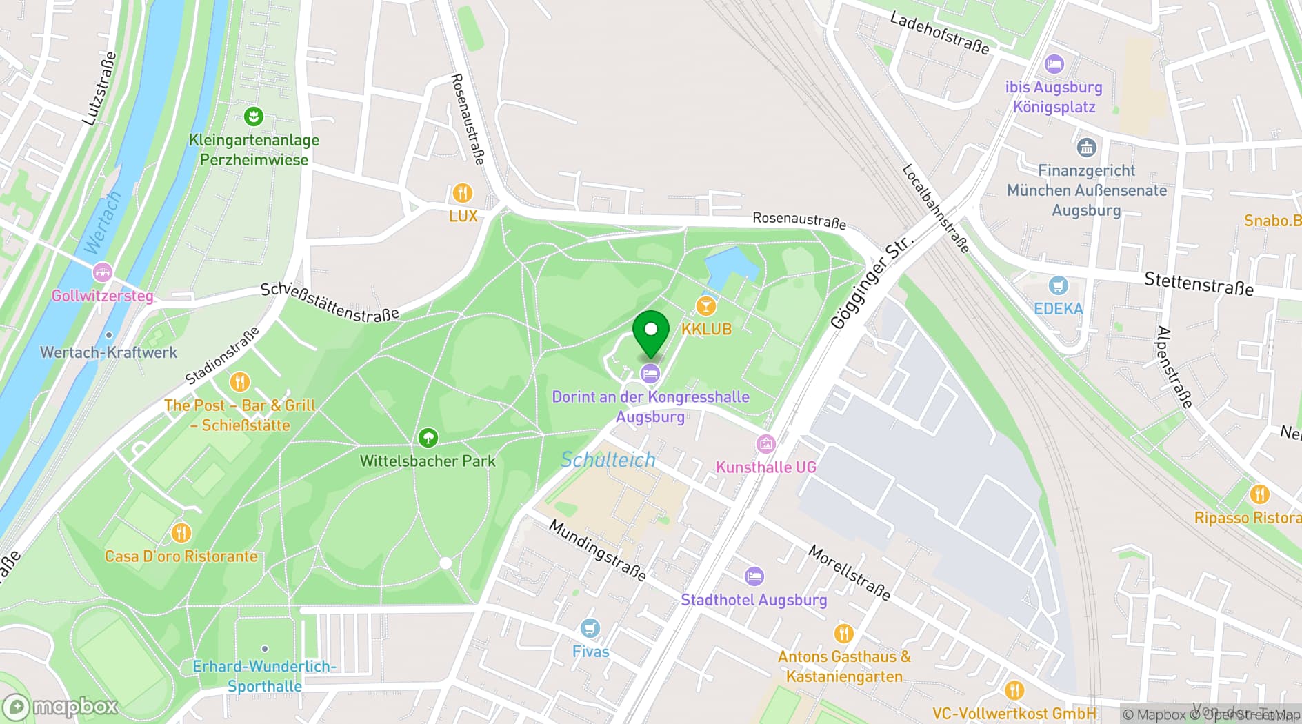 Map showing Kongress am Park Augsburg
