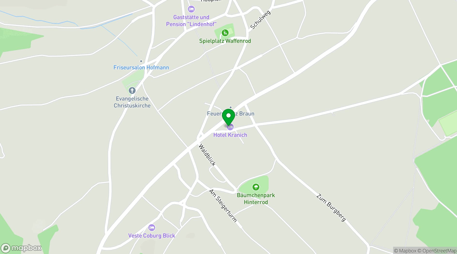 Map showing Berggasthof & Hotel Kranich