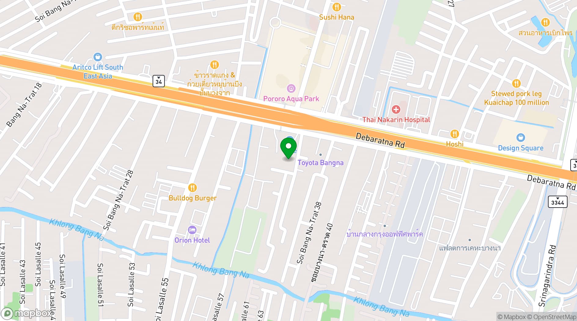 Map showing Bangkok International Trade & Exhibition Centre (BITEC)