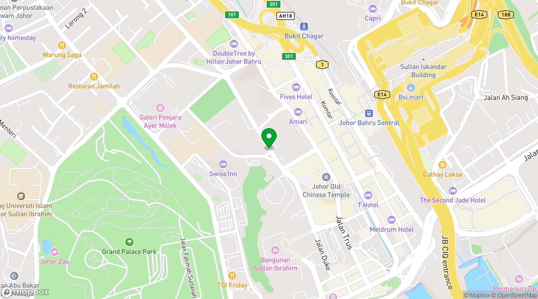 Map showing Persada Johor International Convention Centre