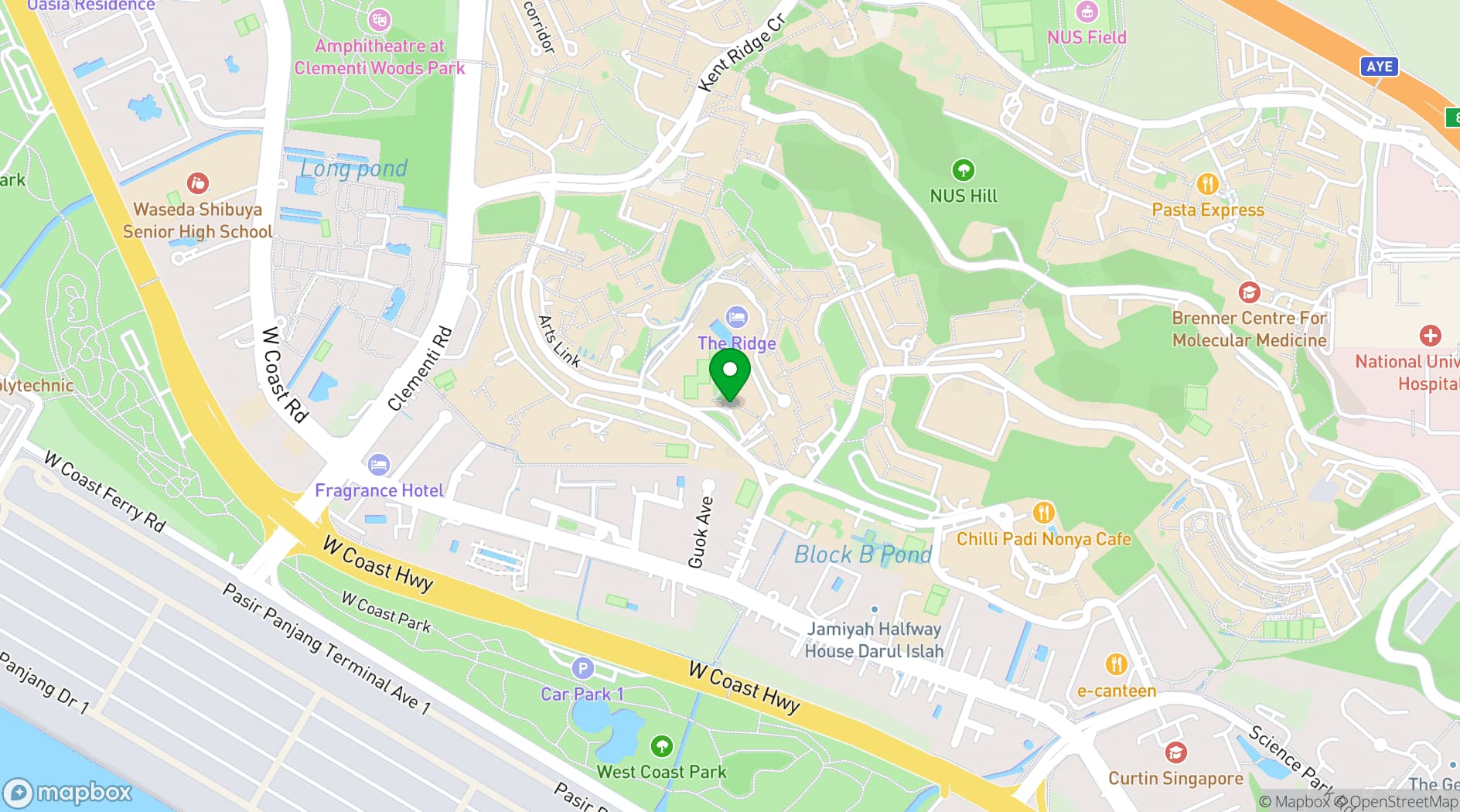 Map showing Shaw Foundation Alumni House
