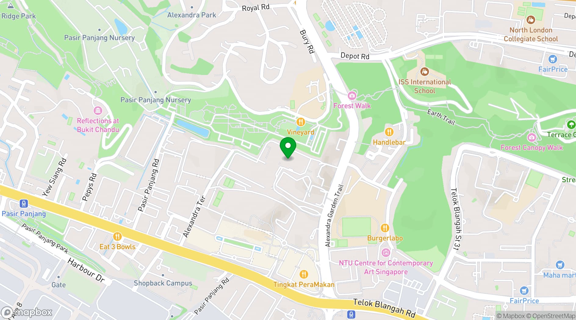 Map showing Alexandra Technopark